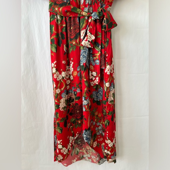 Alice + Olivia Clarine Silk Red Dress Floral Wrap Size 6 - Picture 9 of 13